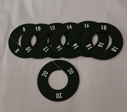 Rack Dividers Black Round Sizes 8-20 Set of 7