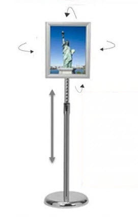 Freestanding Silver A4 Adjustable Snap Frame Display Stand