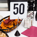 Table Number Set 1-50 set of white 4 " sqr plastic table numbers 1 through to 50  with black printed numbers
