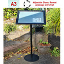 Waterproof A3 Black Round Pole Snap Frame Menu / Display  Stand