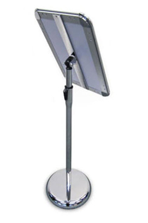 Floorstanding Radius Silver A4 Adjustable Snap Frame Display Stand - Landscape / Portrait