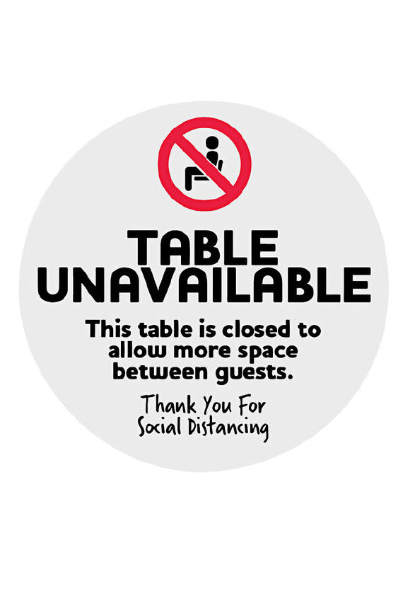 Hospitality Table Not in Use  A5 T Base sign