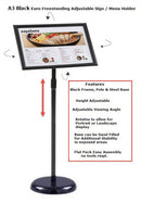 Freestanding Black A3 Adjustable Snap Frame Display Stand - Landscape / Portrait